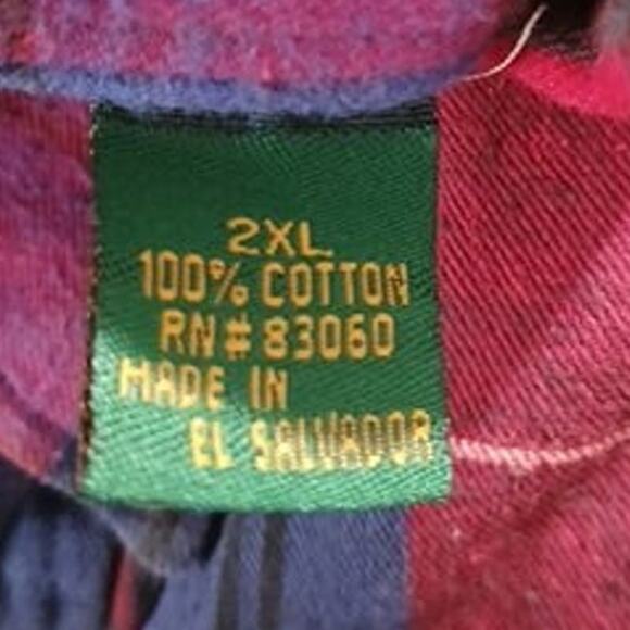 VTG Natural Choice Men's Flannel Shirt 2XL100% Cotton Red/Green/Blue Button-Down - Picture 4 of 12